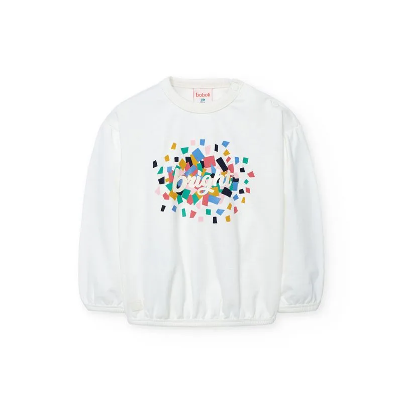 BOBOLI ΜΠΛΟΥΖΑ FLEECE ΜΑΚΡΥ ΜΑΝΙΚΙ OFF WHITE 202082