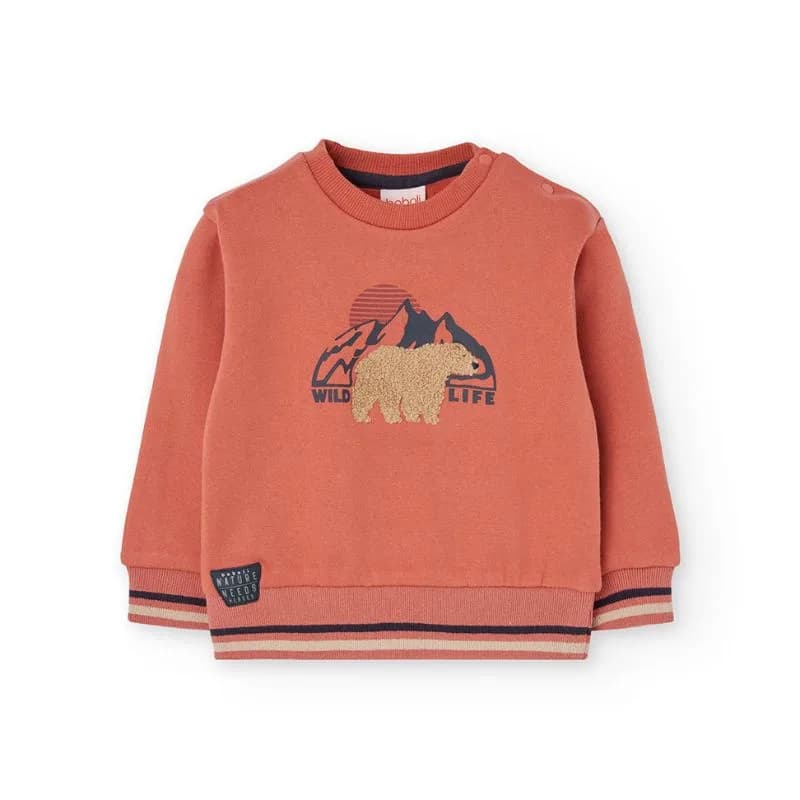 BOBOLI ΜΠΛΟΥΖΑ FLEECE ΜΑΚΡΥ ΜΑΝΙΚΙ ΜΕ ΣΤΑΜΠΑ ΧΑΛΚΙΝΟ 312039