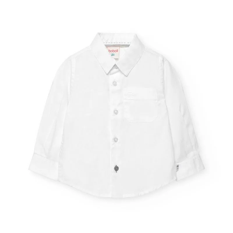 BOBOLI ΠΟΥΚΑΜΙΣΟ OXFORD ΜΑΚΡΥ ΜΑΝΙΚΙ ΛΕΥΚΟ 712088