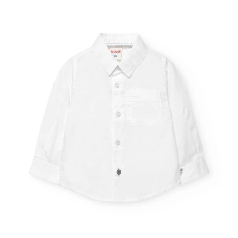 BOBOLI ΠΟΥΚΑΜΙΣΟ OXFORD ΜΑΚΡΥ ΜΑΝΙΚΙ ΛΕΥΚΟ 712088