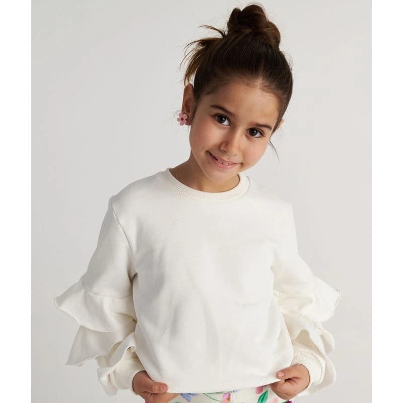 TC RUFFLES SLEEVE ΜΠΛΟΥΖΑ ΚΟΡΙΤΣΙ OFF WHITE T7754