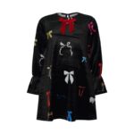 TWO IN A CASTLE BOWLAND ALLOVER ΒΕΛΟΥΔΙΝΟ ΦΟΡΕΜΑ ΜΑΥΡΟ T6564