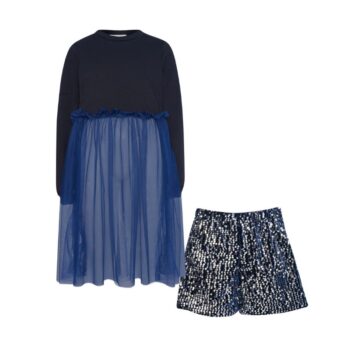 TWO IN A CASTLE SPARKLING NIGHT ΣΕΤ ΜΠΛΟΥΖΑ ΕΝΣΩΜΑΤΩΜΕΝΗ TUTU ΚΑΙ ΣΟΡΤΣ ΠΑΓΙΕΤΑ ΜΠΛΕ T6683